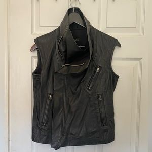 Brighton black leather moto vest Sz S